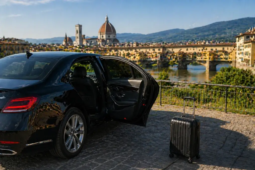 auto con conducente a Firenze con valigia per transfer privato e servizio ncc in Toscana