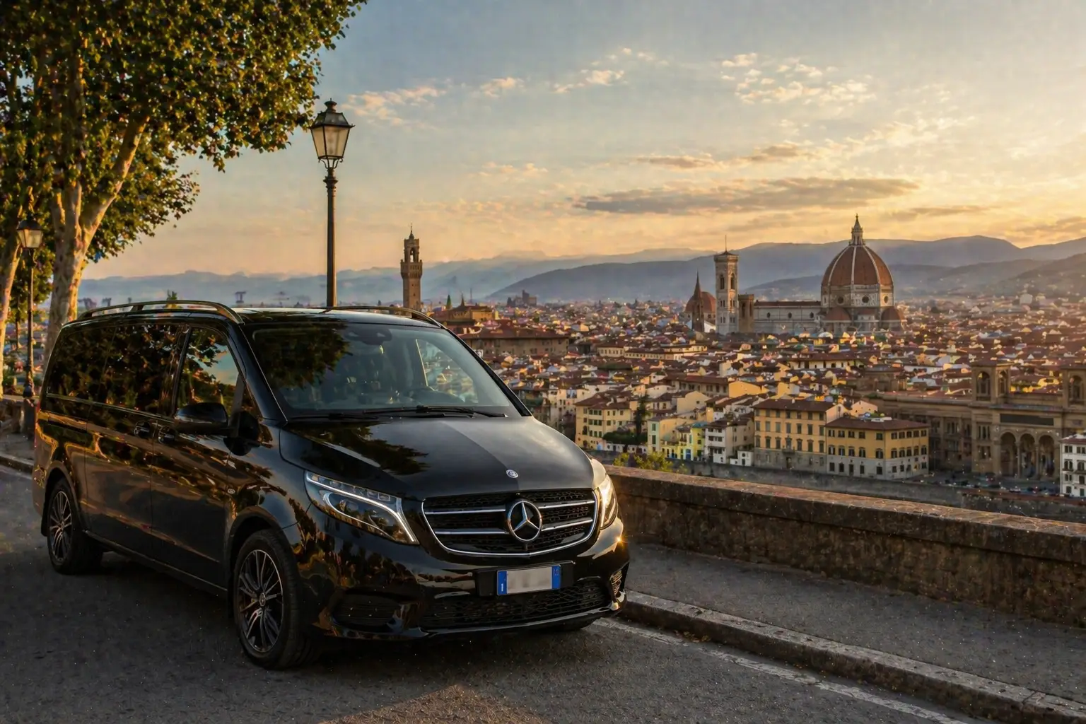 van con autista privato a Firenze con vista duomo per partenza tour Chianti